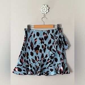 Women’s SHEIN Ruffle Hem Summer Coloured Leopard Print Tie Side Wrap Skirt